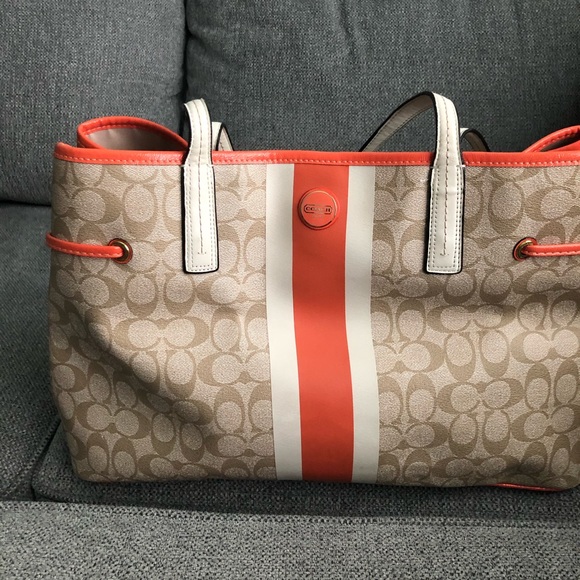 Coach Handbags - COACH satchel bag orange and tan color